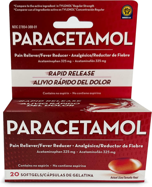 Acetaminophen 325mg 20 Softgels for Pain Relief, Liquid Filled Capsules to Rapid Release Pain, Quick Pain Reliever for Adults Extra Strength, Feve...