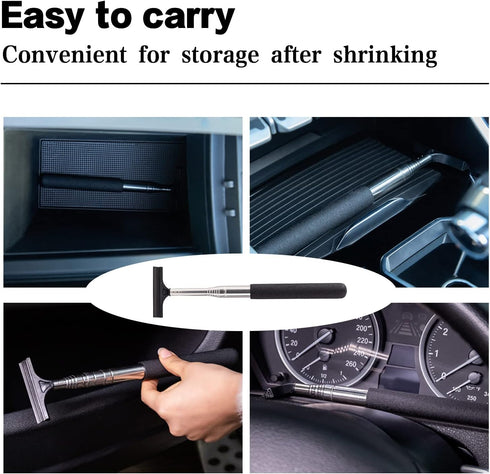 2 PCS Car Rearview Mirror Wiper Telescopic Auto Mirror Squeegee Cleaner 98cm Long Handle Car Cleaning Tool Mirror Glass Mist Cleaner (Black & Red)...