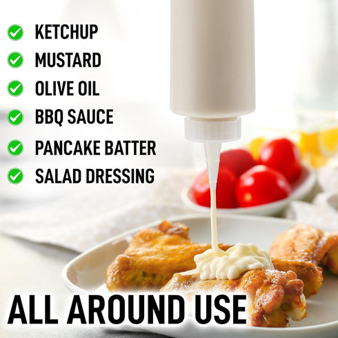 Zulay 2-Pack Squeeze Bottles for Sauces & Condiments - 17oz Squirt Bottles with Small Pointed Nozzle and Cap - BPA-Free, Leak-Proof, Reusable Plas...