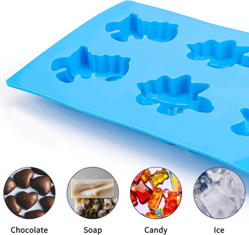 Beasea Dinosaur Soap Mold, 2 Pack 3D Silicone Mat Mini Chocolate Cake Fondant Candy Cookie Baking Making Clay Ice DIY Hard Resin Gummy Cube Tray S...