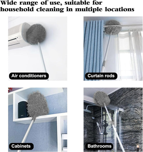 Fuzzy Fan Duster, Ceiling Fan Cleaner Duster with Extension Handle Microfiber Ceiling Fan Blade Cleaner Removable Washable Adjusts 13 to 57.1 in f...