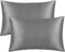FLXXIE 2 Pack Zipped Satin Queen Pillowcases for Hair and Skin, Silky and Super Soft (20"x30") Zippered Satin Pillow Cases, Dark Grey, 20x30 Inche...