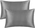 FLXXIE 2 Pack Zipped Satin Queen Pillowcases for Hair and Skin, Silky and Super Soft (20"x30") Zippered Satin Pillow Cases, Dark Grey, 20x30 Inche...