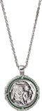 American Coin Treasures Buffalo Nickel Coin Pendant Necklace with Green Enamel | Silvertone 24" Rope Chain for Men & Women | Lobster Claw Clasp | ...