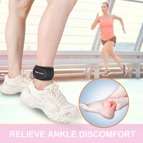 Achilles Tendonitis Brace, 1Pcs Adjustable Achilles Ankle Strap for Women, Pink Ankle Brace with Silicone Pad for Achilles Pain, Running, Cycling,...