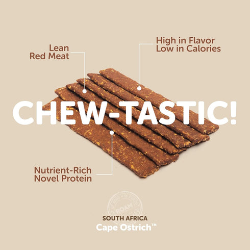 ROAM PET TREATS Ossy Jerky Dog Treats, Single Sourced Novel Protein Jerky Treats Made from Ostrich for Dog...