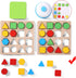 Wooden Puzzles Shape Color Matching Board Games Preschool Educational Montessori Toys for Kids 3 4 5 6 Years Old Boys Girls Brain Teaser Puzzle Lo...
