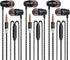 3 Packs Metal Wired Earbuds, Earphones with Remote & Microphone, Deep Bass Clear Sound, Tangle Free, Noise Isolating, Fits 3.5mm Jack iPhone iPad ...