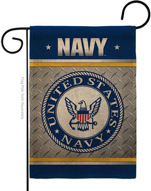 Breeze Decor US Navy Garden Flag Armed Forces USN Seabee United State American Military Veteran Retire Official House Banner Small Yard Double-Sid...