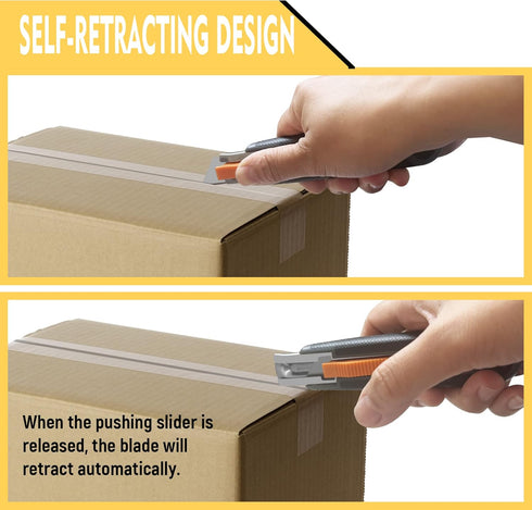 XW 4-pack Self-retracting Safety Box Cutter, Utility Knife with Quick Blade Change, Extra 10 Blades Included...