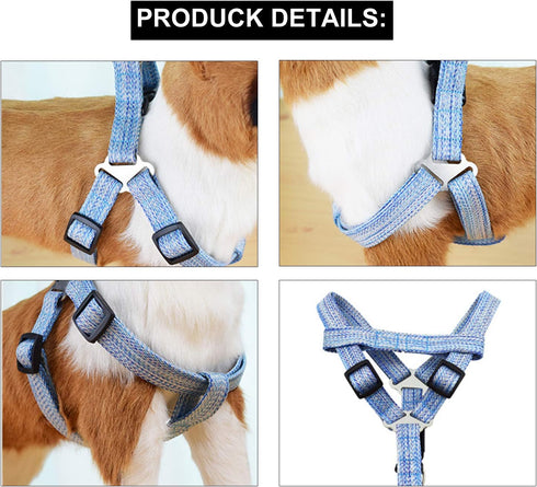 Dog Harness and Leash Set Adjustable Heavy Duty No Pull Puppy Pet Back Clip Halter Harnesses Anti-Twist Walking Rope Nylon Leashes for Large Mediu...