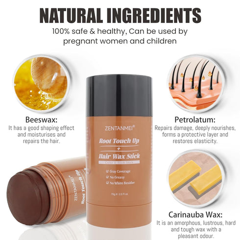 Root Touch Up Hair Color Wax Stick, Grey Hair Coverage Touch Up, Non-Greasy Root Touch Up Stick, Hairline Powder Stick Root Cover Up for Women & M...