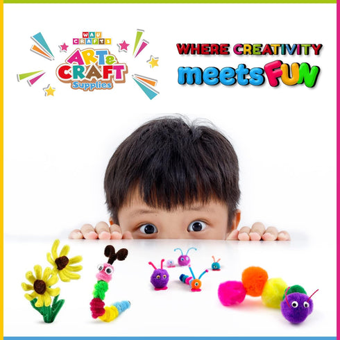 WAU Craft Pom Pom Balls - 100pcs 1.5 inch Multicolored Large Pompoms for Crafts Art DIY Project in Reusable Zipper Bag...