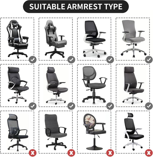 FORCHEER Office Chair Armrest Covers Stretchable Water Resistant Spandex Stretch Jacquard Elastic Band Computer Office Chair Arm Pad Covers Chair ...