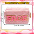 3 Pcs Chenille Letters Preppy Makeup Bag Bulk Set Corduroy Hair Face Skin Cosmetic Pouch Cute Toiletry Travel Organized Bag with Zipper for Women ...