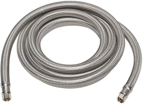 Braided Stainless Steel Ice Maker Water Supply Hose - 6 Ft - Universal 1/4" Connectors from Kelaro