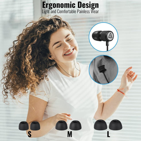 LUDOS Ultra Wired Earbuds in-Ear Headphones, 5 Years Warranty, Earphones with Microphone, Noise Isolating Ear Buds, Memory Foam for iPhone, Samsun...