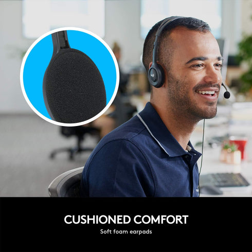 Logitech H111 Wired Headset, Stereo Headphones with Noise-Cancelling Microphone, 3.5 mm Audio Jack, PC/Mac/Laptop/Smartphone/Tablet - Black...