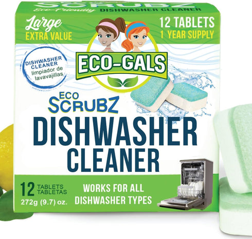 Dishwasher Cleaner, Heavy Duty, Septic Safe, Removal of Odors, Limescale, Smell, Grime, and Calcium - 12 Tablets - 12 Month Supply - Unscented...