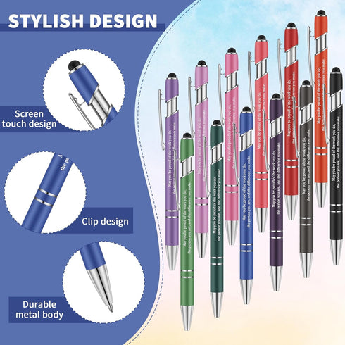 24 Pcs Graduation Employee Appreciation Pens Thank You Gifts Inspirational Motivational Pens for Student Teacher Coworker Team Office Colleague(Co...