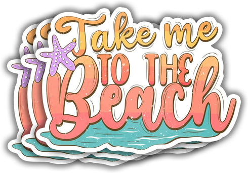 (3 pcs) Take Me to The Beach Sticker Funny Beach Ocean Life Tumbler Decal Sticker for Kindle Laptop Water Bottle Phone Hard Hat Vinyl Decal - 3x2....