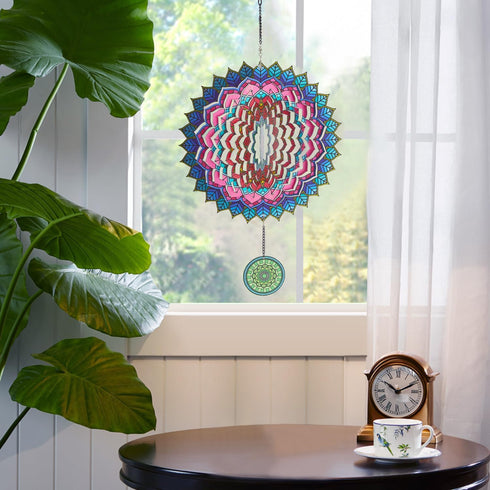 Mandala Wind Spinners Hanging 12 inch 3D Metal Garden Wind Sculptures & Spinner Indoor Outdoor Garden Decoration Crafts ornament Wind Spinner for ...