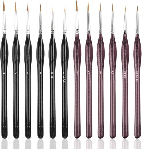 2 Pack Detail Paint Brushes Set, SourceTon Artist Paint Brushes Painting Supplies for Art Watercolor Acrylics Oil- 6 Pieces for Each Set- Black & ...