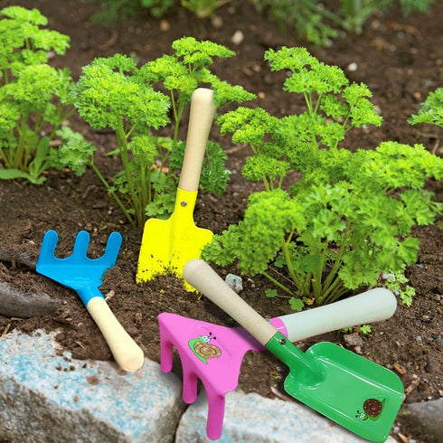 MTB SUPPLY Kids Gardening Tool Sets Plate Print Decoration, 6 Piece (Pink+Blue), Kids Garden Tool Set Kids Shovel Set, Beach Shovel Sandbox Play T...