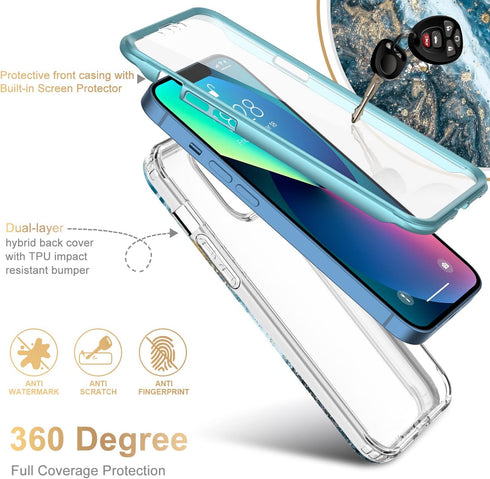 Esdot for iPhone 13 Case with Built-in Screen Protector,Military Grade Rugged Cover with Fashionable Designs for Women Girls,Protective Phone Case...