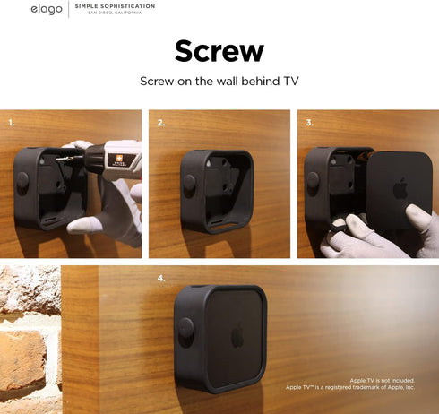 elago Apple TV Mount 4k 3rd Generation- 3 Mount Options (Magnet, Hang, Screw), Compatible with 2022 Apple TV 4K 3rd Generation/Fit size, Prevents ...
