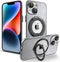 for iPhone 15 Plus Case Glitter with Rotatable Ring Stand Compatible with MagSafe, Plating Bling Clear Case with Camera Lens Protector Slim Phone ...