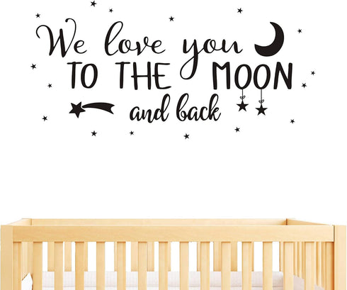 Wall Decal Kids We Love You to The Moon and Back Quote Wall Decals Nursery Vinyl Wall Stickers for Baby Boys and Grils Bedroom Scandinavian Wall D...