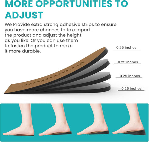 Adjustable Heel Lifts for Heel Pain Relief - Promifun 4 Layer Orthopedic Shoe Inserts for Achilles Tendonitis, Plantar Fasciitis, Heel Spur, Heigh...