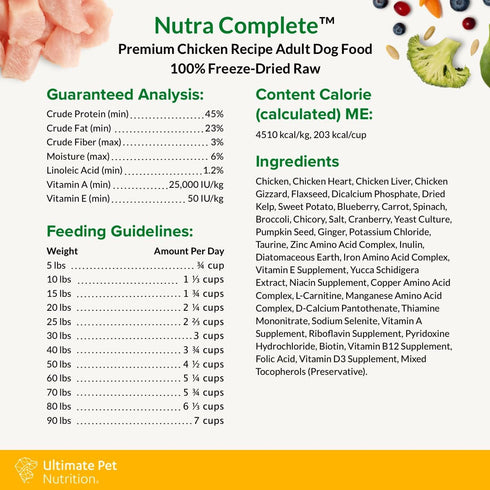 ULTIMATE PET NUTRITION Nutra Complete Raw Freeze Dried Dog Food, Veterinarian Formulated with Antioxidants, Prebiotics & Amino Acids (5 Ounce, Chi...