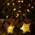 6 ft 10 LED Metal Rattan Style Star String Fairy Lights Garland, Battery Operated, Wedding Holiday Christmas Tree, Valentine Kid’s Room Bedroom De...