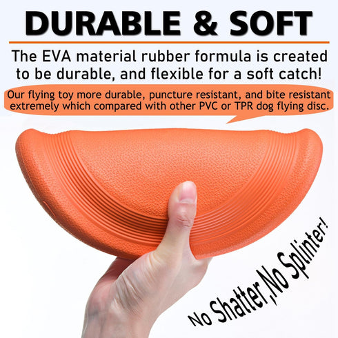 Dog Flying Disc (2 Pack) - Durable Rubber Flying Disc Dog Toy - 9.25" Indestructible Rubber Dog Flying Disc - Puncture Resistant & Bite Resistant ...