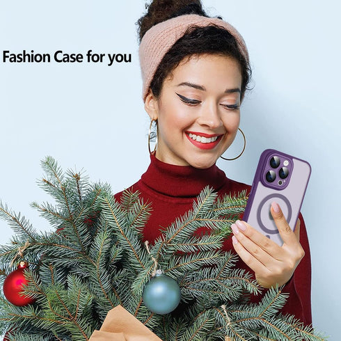 Fiyart Designed for iPhone 15 Pro Max Case Matte Design Compatible with MagSafe Wireless Charging,Cute Anti-Scratch Translucent Phone Cover for Wo...