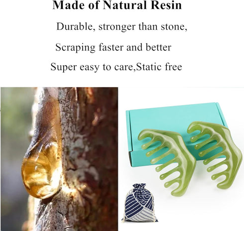 Handheld Massage Comb for Scalp and Meridian Therapy - Natural Resin Guasha Scraping and Multi-Functional Head Massager Tool for Relaxation, Acupo...