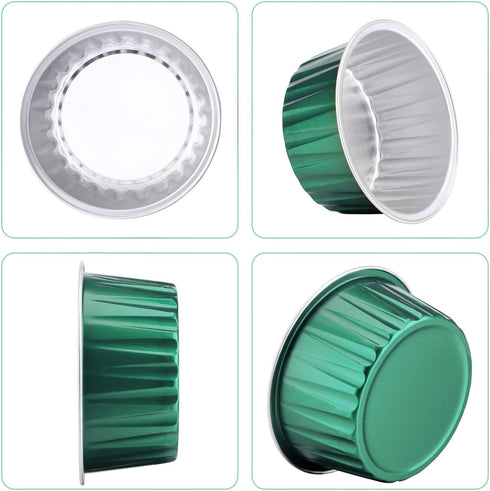 EUSOAR Aluminum Foil Cups, 5 oz 50pcs Baking Cups with Lids, 3.34"x2.59"x2.35" Snacks Desserts Flan, Cupcake Pie Ramekin, Recyclable Catering Wedd...