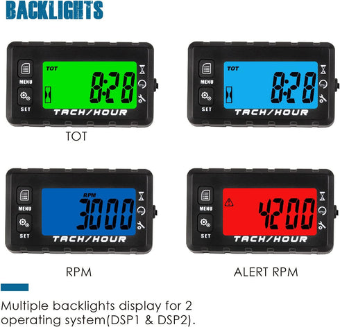Runleader Digital Self Powered Hour Meter Tachometer,Maintenance Reminder,Alert RPM Reminder,User Shutdown,Waterproof,Use for ZTR Lawn Mower Gener...
