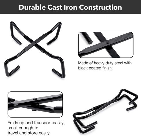 Stanbroil 8" Cast Iron Folding Dutch Oven Lid Stand for Campfire Cooking, 4-in-1 Folding Pot Stand Camp Dutch Oven Tool...