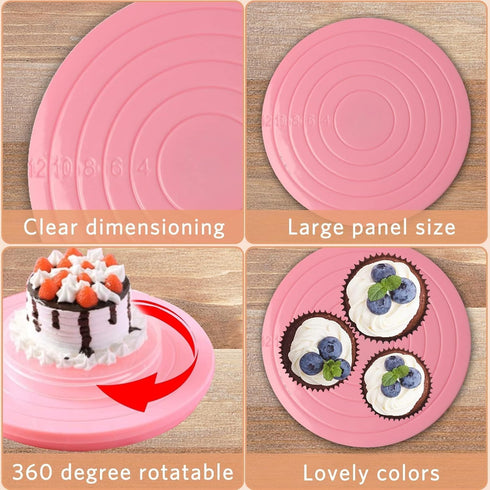 2PCS 5.5in Mini Cake Turntable, 360 Degree Revolving Cake Stand Dessert Turntable Base Giratoria para Pasteles for Cupcake Decorating Displaying...