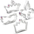 Mardi Gras New Orleans Cookie Cutters 4-Pc. Set Made in the USA by Ann Clark, King Crown, Princess Crown, Mask, Fleur de Lis...