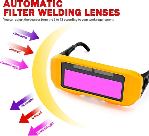 Welding Glasses Auto Darkening Welding Goggles with Adjustable Shade, Safety Eyes Protective Welder Glasses with 2 Sensors for TIG MIG MMA Plasma...