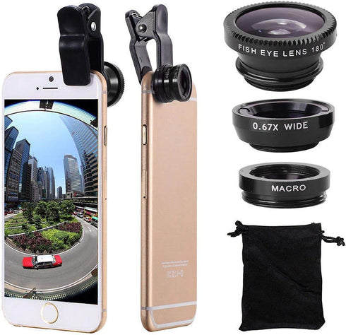3 Lens Kit for iPhone and Android Smartphones | Ultra Wide Angle, Fisheye, Macro Lenses | Camera Photography & Video Creation | Palo Alto Electron...