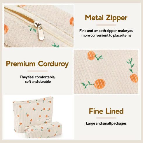 Makeup Bag, Cosmetic Bags for Women, Large Capacity Make up Bag and Brush Storage Bag,Corduroy Makeup bag Set,Aesthetic Women Handbags Purses, Tra...