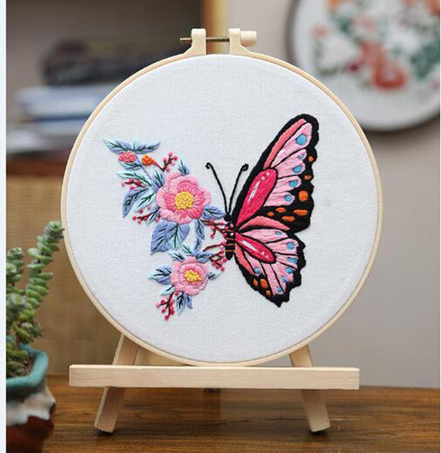Tolovis Animal Butterfly Embroidery Kits for Beginners with Floral Patterns Pattern, Easy DIY Craft Punch Needle Starter Cross Stitch Kit DIY Need...
