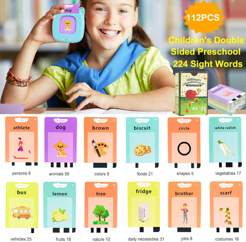 Toddler Toys Talking Flash Cards with 224 Sight Words, Montessori Toys, Speech Therapy, Autism Sensory Toys, Learning Educational for Age 2 3 4 5 ...
