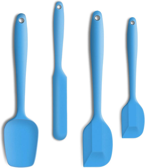 4 Piece Silicone Spatula Set, Flexible Heat Resistant Non-scratch Baking Cooking Rubber Spatulas with Stainless Steel Core, Blue...