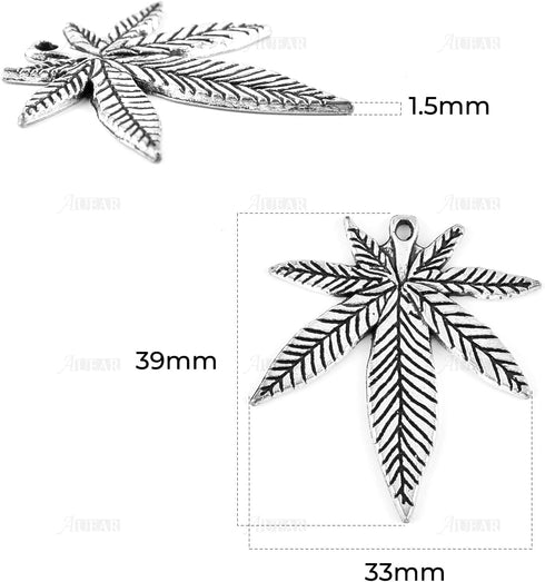 AUEAR, 30 Pack Metal Leaf-shaped Charms Tibetan Antique Silver Leaves Pendants for Card Grabber Earring Bracelet Necklace Jewelry Making Craft DIY...